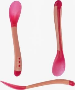 Huntex Kunstof/Siliconen Babylepels - Met Temperatuurindicator - Babybestek - Rood - 4 Stuks -BIBS Shop 1006x1200