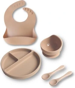 Kids Cultures | Kinderservies | Kinderbord En Kom Met Zuignap | Baby Servies | Beige