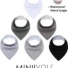 MINIIYOU - Set 6 Stuks Bandana Slabbetjes - Effen Grijs Wit - Waterproof – Jongens Meisjes - Puntslabbetjes - Katoen + Fleece -BIBS Shop 1024x1200