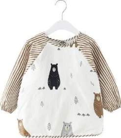 Merkloos Duo Pack - Slabbetje Met Lange Mouwen - 1-3 Jaar - Slab Beer - Wasbaar - Kliederschort - Verfschort -BIBS Shop 1051x1200 1