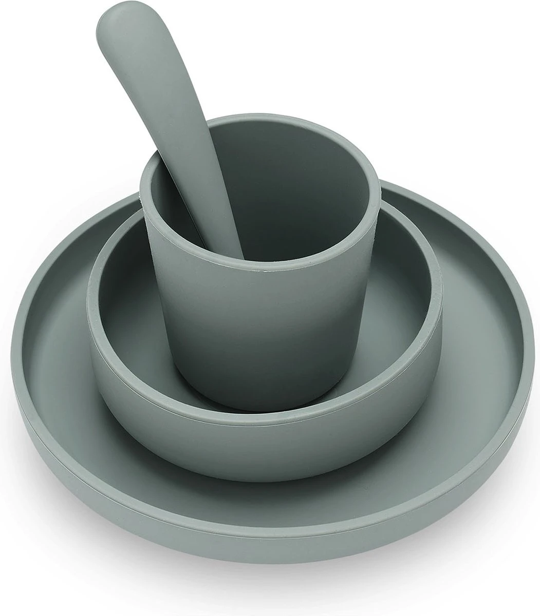 Jollein Kinderserviesset Siliconen 4-delig - Ash Green 8 Jollein Kinderserviesset Siliconen 4-delig - Ash Green - Afbeelding 6