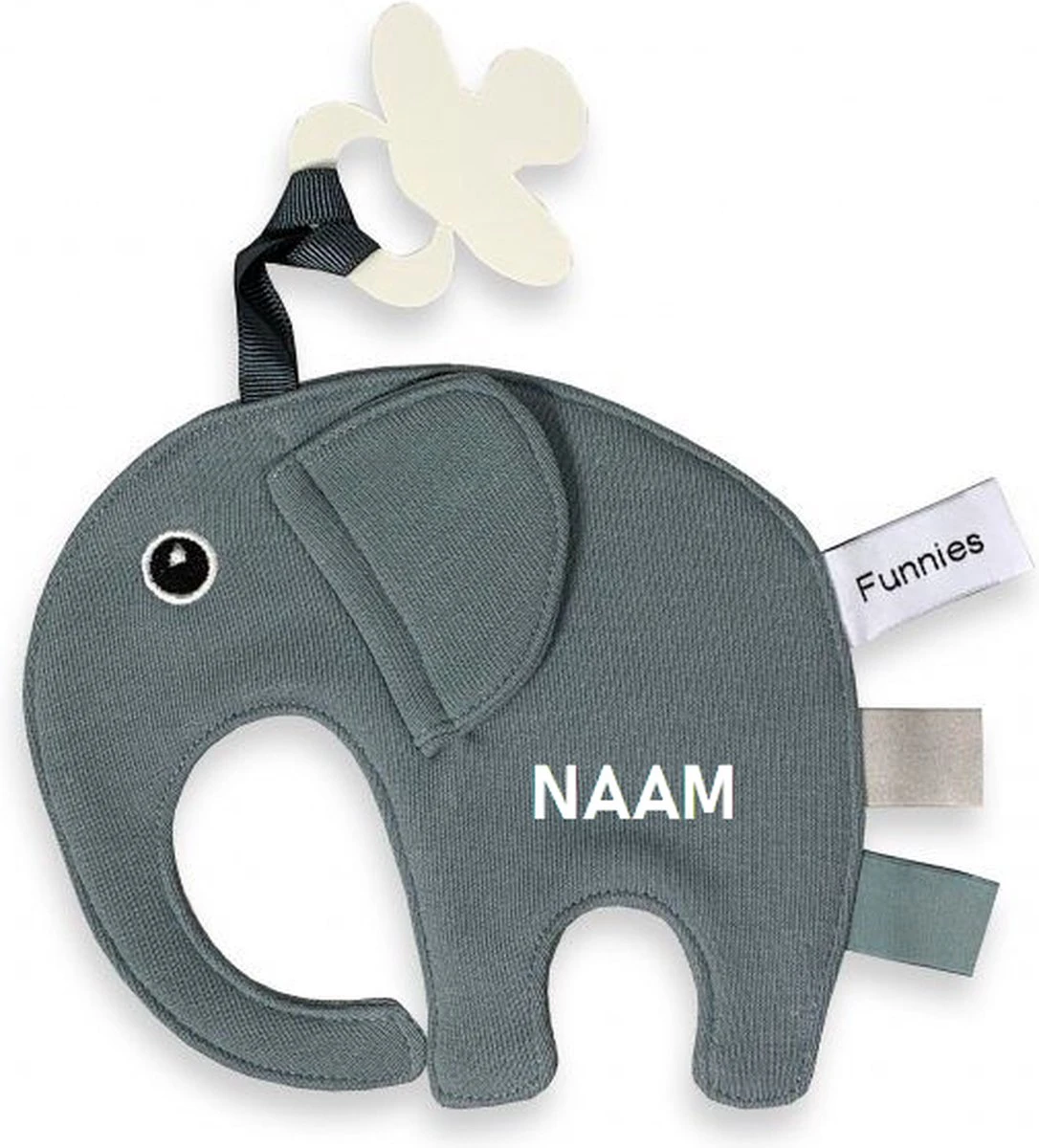 Speendoek Funnies- Olifant Ollie- Grey/blue 4 Speendoek Funnies- Olifant Ollie- Grey/blue - Afbeelding 2