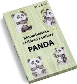Sola Kinderbestekset Pandadieren - - 1 Persoons - 4 Delig - Zilverwit Edelstaal 18/10 - Staal - Zilver -BIBS Shop 1090x1200
