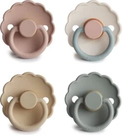 Frigg Fopspeen - Maat 2 6-18 Maanden - 4 Stuks - Daisy - Blush - French Gray - Cream - Cotton Candy•