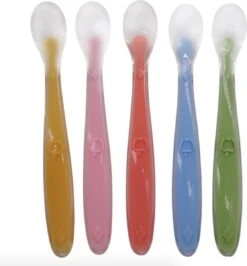 Jumalu Siliconen Babylepels Met Soft Tip -Babylepels - BPA-Vrij - 5 Stuks - Babybestek - Kinderlepel - Kinderbestek - Babylepel - Lepel - Eetlepel