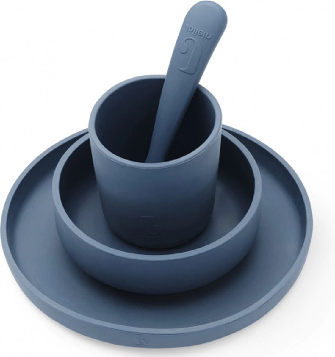 Jollein Kinderserviesset Siliconen 4-delig - Jeans Blue 3 Jollein Kinderserviesset Siliconen 4-delig - Jeans Blue