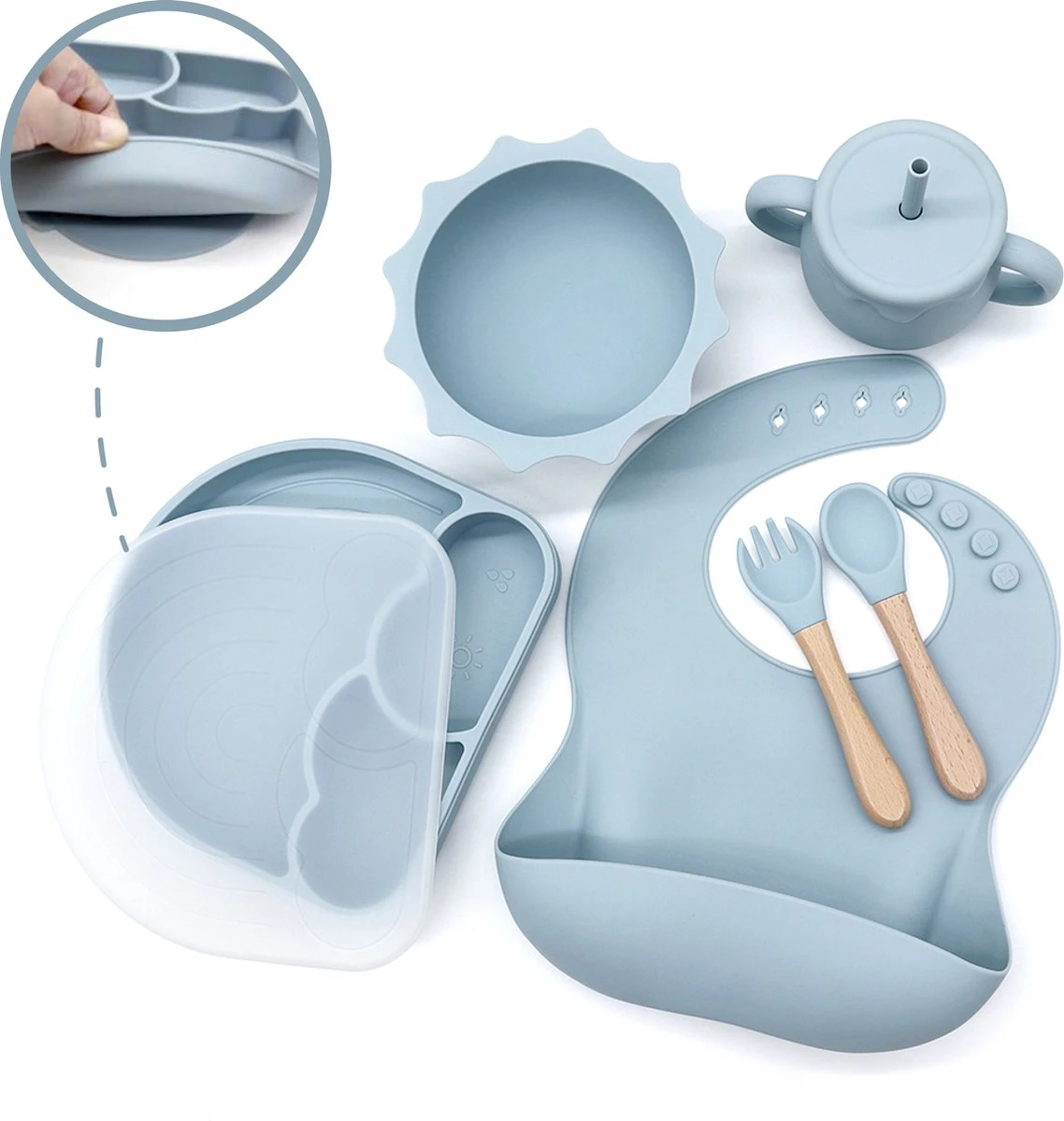 Miravo - Kinderservies Set - Baby Servies - Ontbijtset - Siliconen - Onbreekbaar Met Zuignap - Baby En Peuter - Cadeau 4 Miravo - Kinderservies Set - Baby Servies - Ontbijtset - Siliconen - Onbreekbaar Met Zuignap - Baby En Peuter - Cadeau - Afbeelding 2