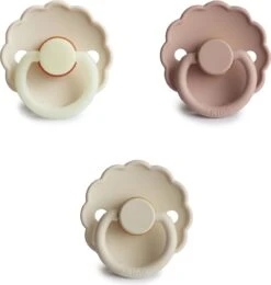 Frigg Fopspeen - Maat 2 6-18 Maanden - 3 Stuks - Daisy - Blush - Cream - Cream Night•