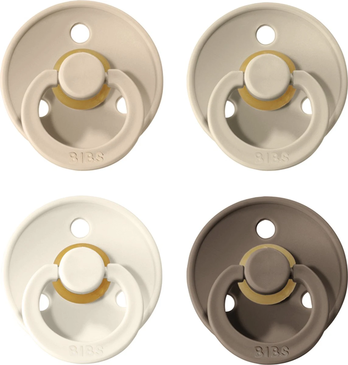 Bibs Fopspeen - Maat 2 6-18 Maanden - 4 Stuks - Vanilla - Sand - Ivory White - Dark Oak* 3 Bibs Fopspeen - Maat 2 6-18 Maanden - 4 Stuks - Vanilla - Sand - Ivory White - Dark Oak*