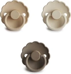 Frigg Fopspeen - Maat 2 6-18 Maanden - 3 Stuks - Daisy - Portobello - Croissant - Cream•