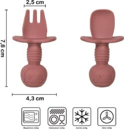 JU&MP Kinderbestek - Baby - 2 Baby Lepeltjes En Vorkjes - Baby Bestek - BPA-Vrij - Roze Oranje -BIBS Shop 1152x1200 1