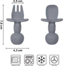 JU&MP Kinderbestek - Baby - 2 Baby Lepeltjes En Vorkjes - Baby Bestek - BPA-Vrij - Blauw Grijs 12 JU&MP Kinderbestek - Baby - 2 Baby Lepeltjes En Vorkjes - Baby Bestek - BPA-Vrij - Blauw Grijs -BIBS Shop 1152x1200 3
