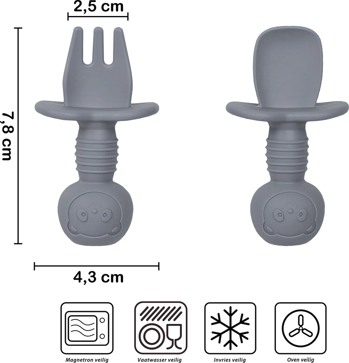 JU&MP Kinderbestek - Baby - 2 Baby Lepeltjes En Vorkjes - Baby Bestek - BPA-Vrij - Blauw Grijs 7 JU&MP Kinderbestek - Baby - 2 Baby Lepeltjes En Vorkjes - Baby Bestek - BPA-Vrij - Blauw Grijs - Afbeelding 5