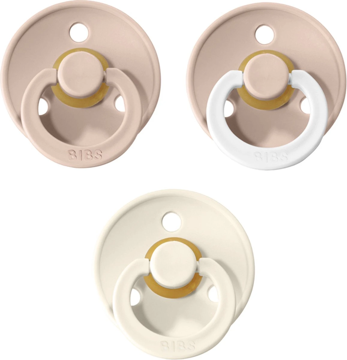 Bibs Fopspeen - Maat 3 18-24 Maanden - 3 Stuks - Blush - Ivory - Blush Glow In The Dark* 3 Bibs Fopspeen - Maat 3 18-24 Maanden - 3 Stuks - Blush - Ivory - Blush Glow In The Dark*