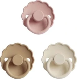 Frigg Fopspeen - Maat 1 0-6 Maanden - 3 Stuks - Daisy - Cream - Blush - Croissant