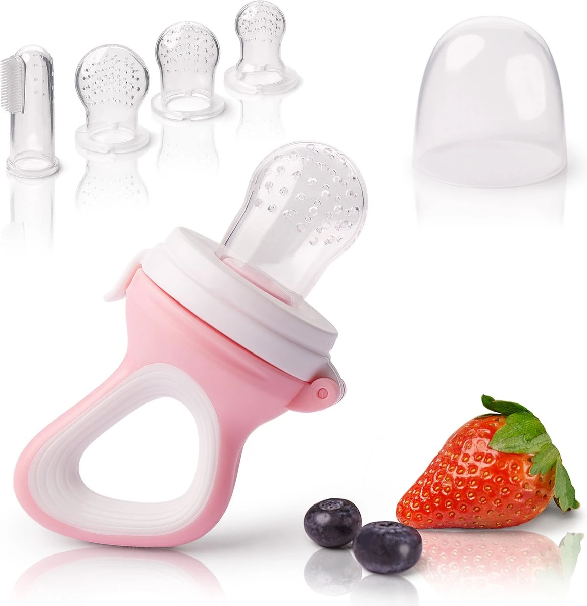 Fruit Speen Baby & Peuter + 3 Siliconen Spenen In 3 Maten + 1 Baby Tandenborstel Gratis - Bijthulp Baby Fopspeen Speen Fruit Speen Plantaardige Pap Babyvoeding (Roze/Wit) 3 Fruit Speen Baby & Peuter + 3 Siliconen Spenen In 3 Maten + 1 Baby Tandenborstel Gratis - Bijthulp Baby Fopspeen Speen Fruit Speen Plantaardige Pap Babyvoeding (Roze/Wit)