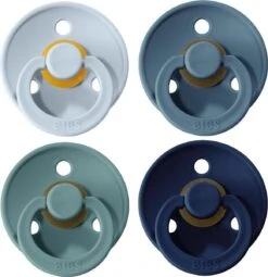 BIBS Fopspeen - Maat 2 (6-18 Maanden) - 4 Stuks - Baby Blue, Deep Space, Petrol En Island Sea (blauw)