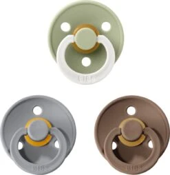 Bibs Fopspeen 18+ Maanden|Set 3 Stuks|Glow In The Dark Sage, Oker, Dark Oak|Maat 3|T3