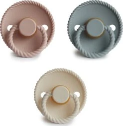 FRIGG Fopspeen Natuurrubber Rope - Kleur Blush, Cream, French Gray - Maat 2 - Leeftijd 6 Tot 18 Maanden