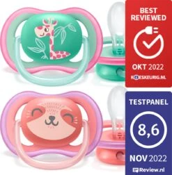 Philips Avent Ultra Air Fopspeen - 18m + - Roze/Groen Giraf/panda 25 Philips Avent Ultra Air Fopspeen - 18m + - Roze/Groen Giraf/panda -BIBS Shop 1178x1200 2