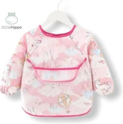 Kinderschort 'Princess' Lange Mouwen - Slab Met Mouwen - Slabbetje Little Hippo - Waterproof - Knutselen - Kliederschort - 12 Tot 36 Mnd