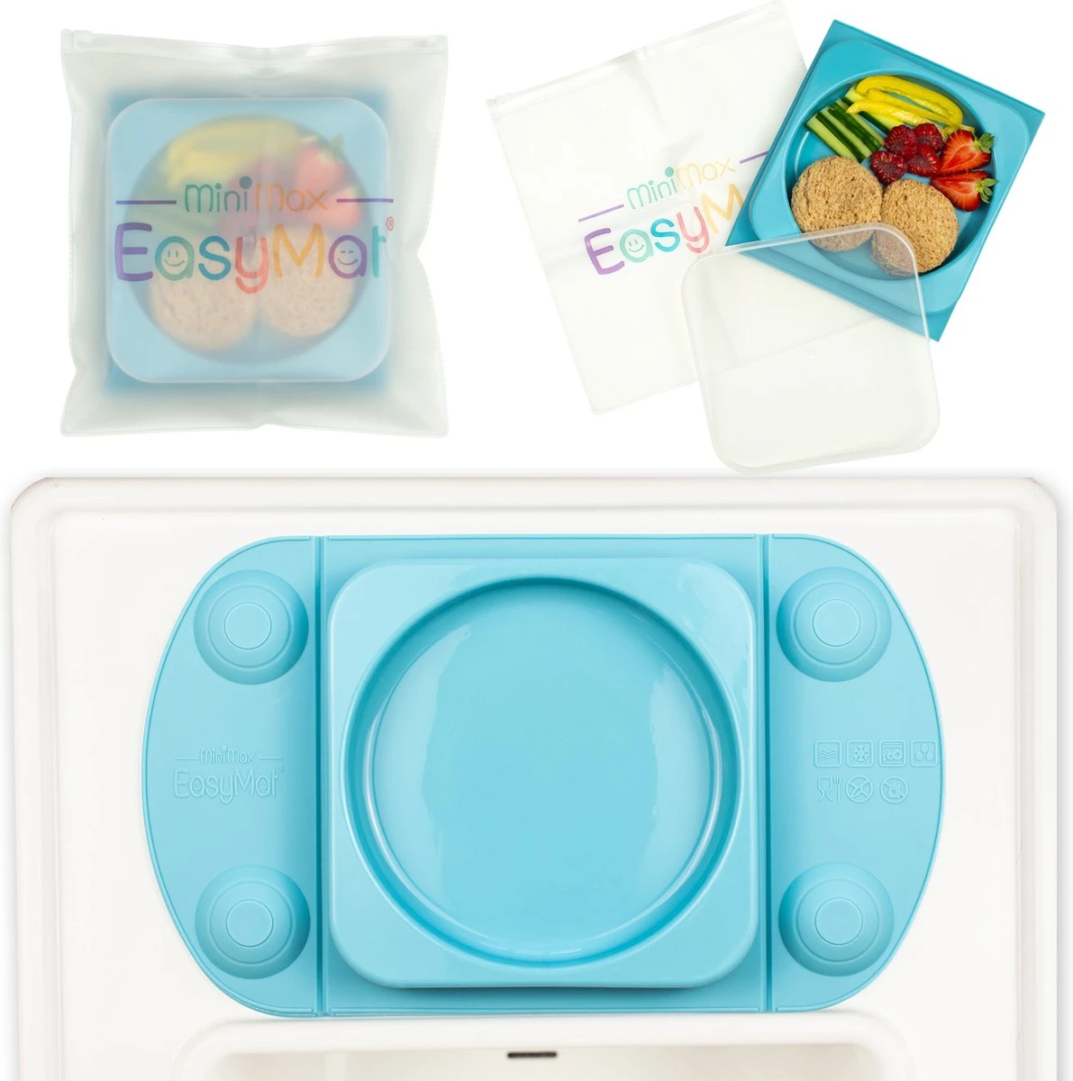 EasyTots® EasyMat MiniMax Kinderbord Met Zuignap - Kinderservies - BPA Vrij - Inclusief Deksel En Draagzakje - Baby Cadeau 3 EasyTots® EasyMat MiniMax Kinderbord Met Zuignap - Kinderservies - BPA Vrij - Inclusief Deksel En Draagzakje - Baby Cadeau