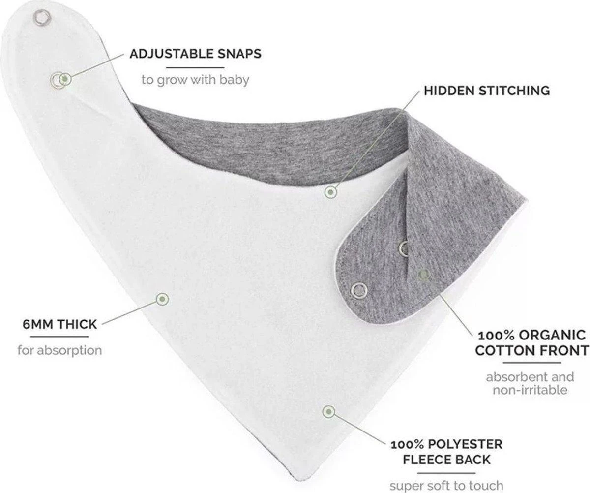 Set Van 6 Zwart/wit Slabbetjes - 100% Organisch Katoen & Fleece - Bandana Slab - Slabber - Kwijl Slabbetjes - Slabbertjes Baby - Kraamcadeau Jongen - Meisje 4 Set Van 6 Zwart/wit Slabbetjes - 100% Organisch Katoen & Fleece - Bandana Slab - Slabber - Kwijl Slabbetjes - Slabbertjes Baby - Kraamcadeau Jongen - Meisje - Afbeelding 2