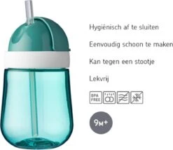 Mepal Mio – Rietjesbeker 300 Ml – Gegarandeerd Lekvrij – Deep Turquoise – Ideaal Voor Onderweg – Drinkbeker Kinderen -BIBS Shop 1200x1038 4