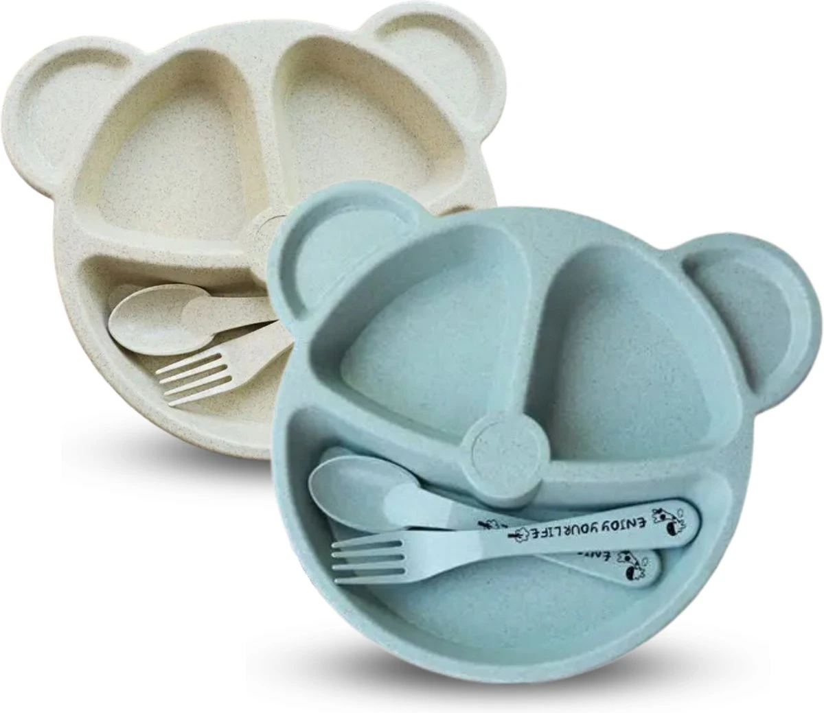 Zigla - Kinderbestek – Baby Bestek – Baby Servies – Kinderbord Met Vakjes – Oefenbestek – Bord/Vork/Lepel – Crème/Blauw – Set Van 2 3 Zigla - Kinderbestek – Baby Bestek – Baby Servies – Kinderbord Met Vakjes – Oefenbestek – Bord/Vork/Lepel – Crème/Blauw – Set Van 2