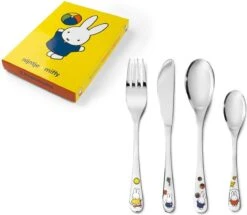 Zilverstad - Kindercouvert 4-delig Nijntje Speelt RVS 18/10 Kleur -BIBS Shop 1200x1043 1