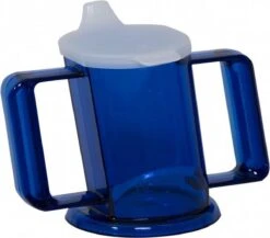 HandyCup Met Deksel - Drinkbeker Met 2 Handgrepen - Blauw - 200ml