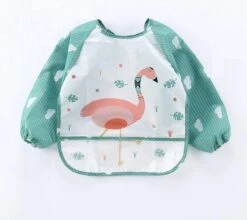 Merkloos Duo Pack - Vogel & Flamingo| Slabbetje Lange Mouwen Met Brede Opvangbak (1-3 Jaar) - Mag In Vaatwasser/ Wasmachine -BIBS Shop 1200x1071
