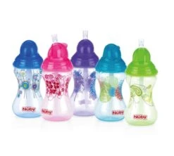 Nuby Antilek Beker Met Rietje 300 Ml 12m+ Lichtblauw