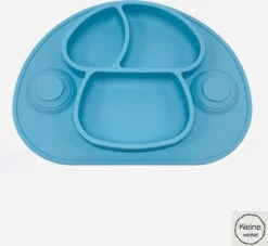 Merkloos Placemat Voor Kinderen - Kinderservies - Baby Bordje - 2 Zuignappen - Siliconen Antislip - Blauw