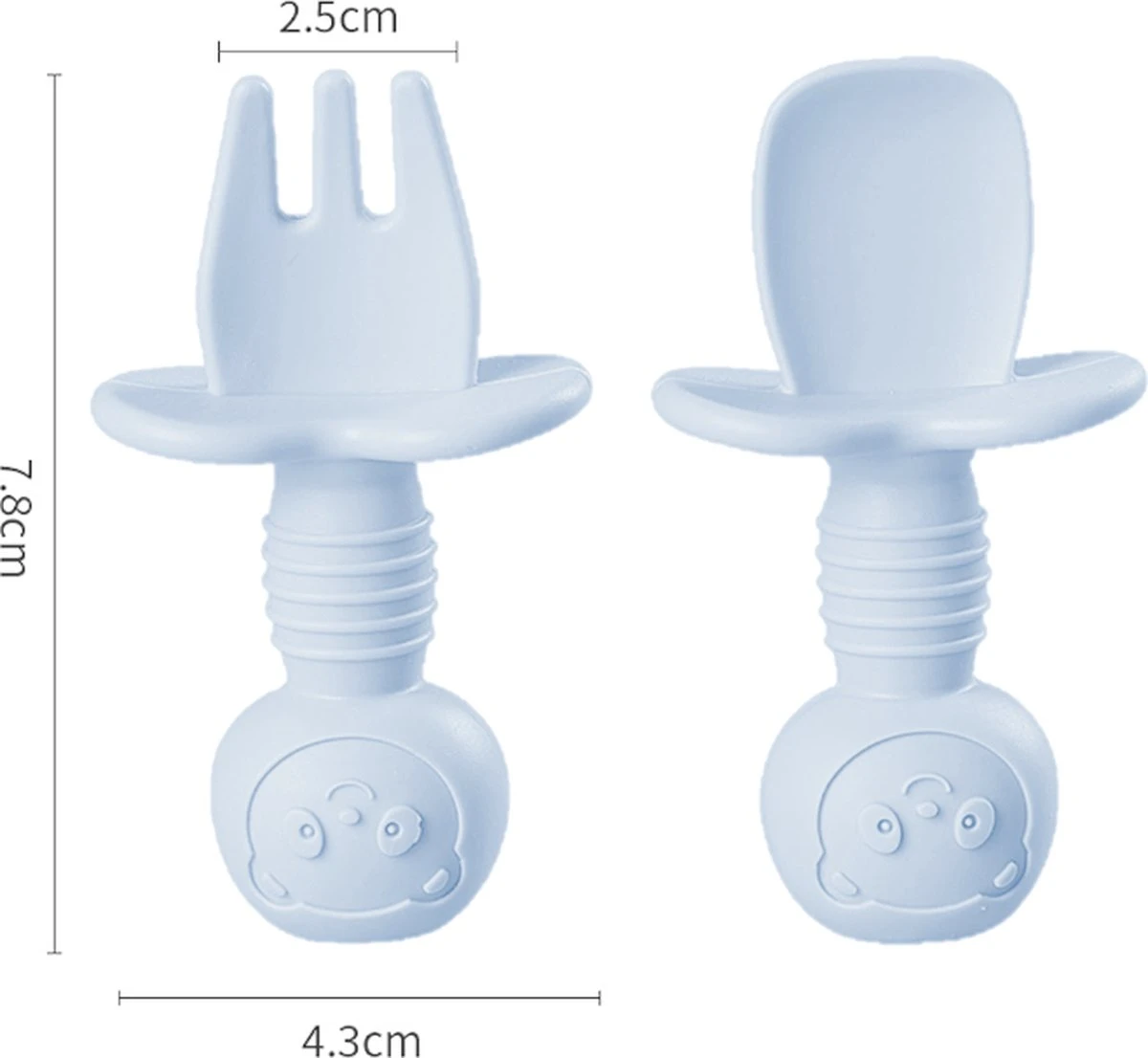 JU&MP Kinderbestek - Baby - 2 Baby Lepeltjes En Vorkjes - Baby Bestek - BPA-Vrij - Lichtblauw Beige 8 JU&MP Kinderbestek - Baby - 2 Baby Lepeltjes En Vorkjes - Baby Bestek - BPA-Vrij - Lichtblauw Beige - Afbeelding 6