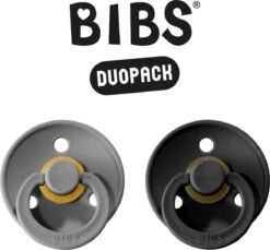 BIBS Fopspeen - Maat 2 (6-18 Maanden) DUOPACK - Smoke & Black - BIBS Tutjes - BIBS Sucettes