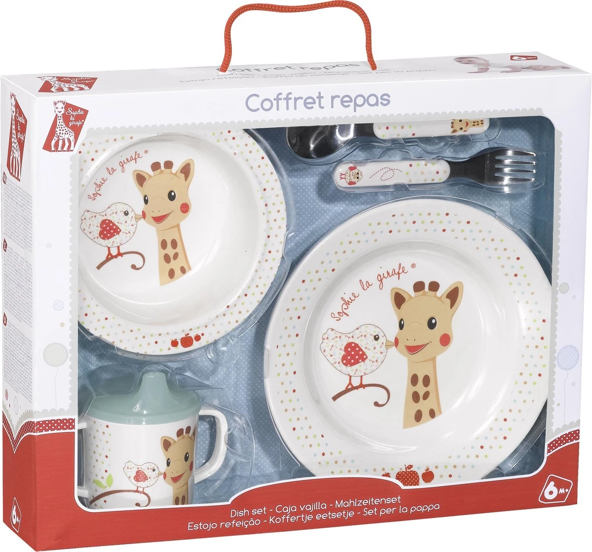 Sophie De Giraf - Eetsetje - Geschenkkoffer - Rood 3 Sophie De Giraf - Eetsetje - Geschenkkoffer - Rood