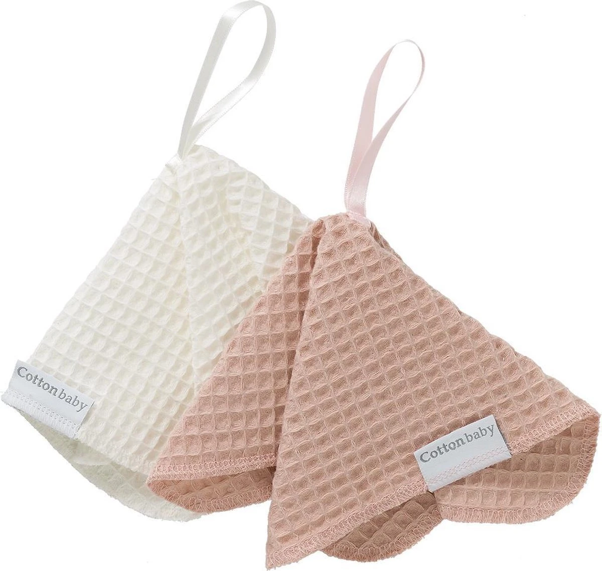 Cottonbaby - Speendoekje - Wafel- Per Set Van 2 - Room/poederroze 3 Cottonbaby - Speendoekje - Wafel- Per Set Van 2 - Room/poederroze