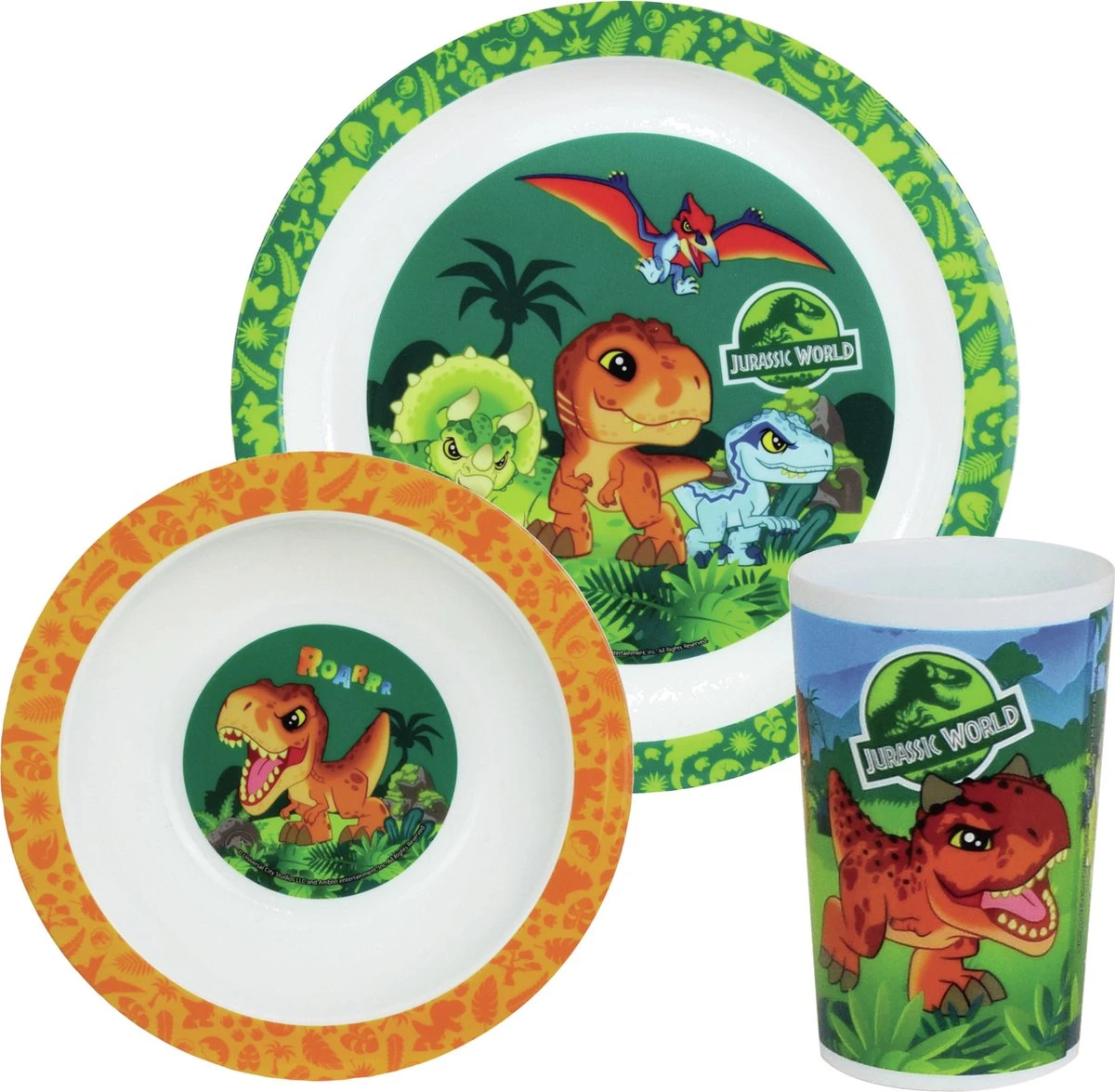1x Kinder Ontbijt Set Jurassic World Dinosaurus 3-delig Van Kunststof 3 1x Kinder Ontbijt Set Jurassic World Dinosaurus 3-delig Van Kunststof