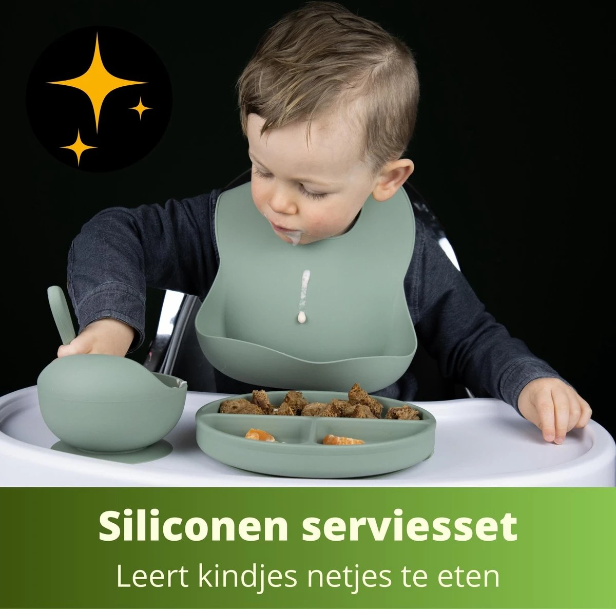 Ik Ben Zo Mooi Onbreekbaar Siliconen Kinderservies Met Zuignap Bordje Voor Baby En Kind - Servies Set Van 5 Stuks - Sage Groen 5 Ik Ben Zo Mooi Onbreekbaar Siliconen Kinderservies Met Zuignap Bordje Voor Baby En Kind - Servies Set Van 5 Stuks - Sage Groen - Afbeelding 3