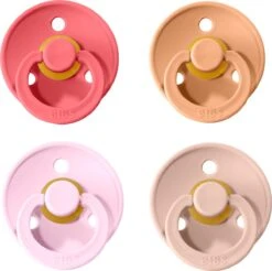 Bibs Fopspeen - Maat 2 6-18 Maanden - 4 Stuks - Coral, Peach, Baby Pink, Blush