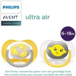Philips Avent Ultra Air Lemon SCF080/18 - Fopspeen - 6-18 Maanden - 2 Stuks -BIBS Shop 1200x1200 406