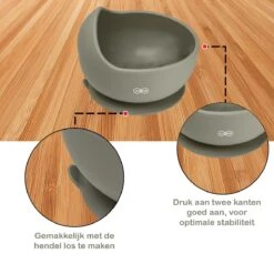 JU&MP Kommetje Met Lepel - Baby - Kinderservies - Zuignap - Onbreekbaar - Grijs -BIBS Shop 1200x1200 585