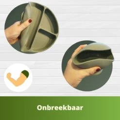 Ik Ben Zo Mooi Onbreekbaar Siliconen Kinderservies Met Zuignap Bordje Voor Baby En Kind - Servies Set Van 5 Stuks - Sage Groen 18 Ik Ben Zo Mooi Onbreekbaar Siliconen Kinderservies Met Zuignap Bordje Voor Baby En Kind - Servies Set Van 5 Stuks - Sage Groen -BIBS Shop 1200x1200 615