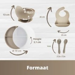 Ik Ben Zo Mooi Onbreekbaar Siliconen Kinderservies Met Zuignap Bordje Voor Baby En Kind - Set Van 6 Stuks - Doeskin Zand -BIBS Shop 1200x1200 669