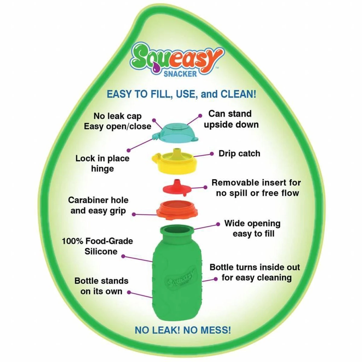 Siliconen Knijpzakje 180ml - Pink 6 Siliconen Knijpzakje 180ml - Pink - Afbeelding 4