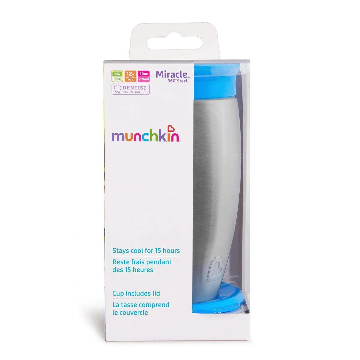 Munchkin Miracle Drinkbeker 360 Steel Blauw 5 Munchkin Miracle Drinkbeker 360 Steel Blauw - Afbeelding 3