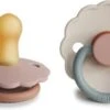 BIBS FRIGG Fopspeen Daisy Natuurrubber - Cotton Candy En Biscuit - Maat 1 - Leeftijd 0 Tot 6 Maanden - Set Van 2 -BIBS Shop 1200x420