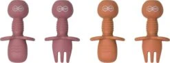 JU&MP Kinderbestek - Baby - 2 Baby Lepeltjes En Vorkjes - Baby Bestek - BPA-Vrij - Roze Oranje -BIBS Shop 1200x446