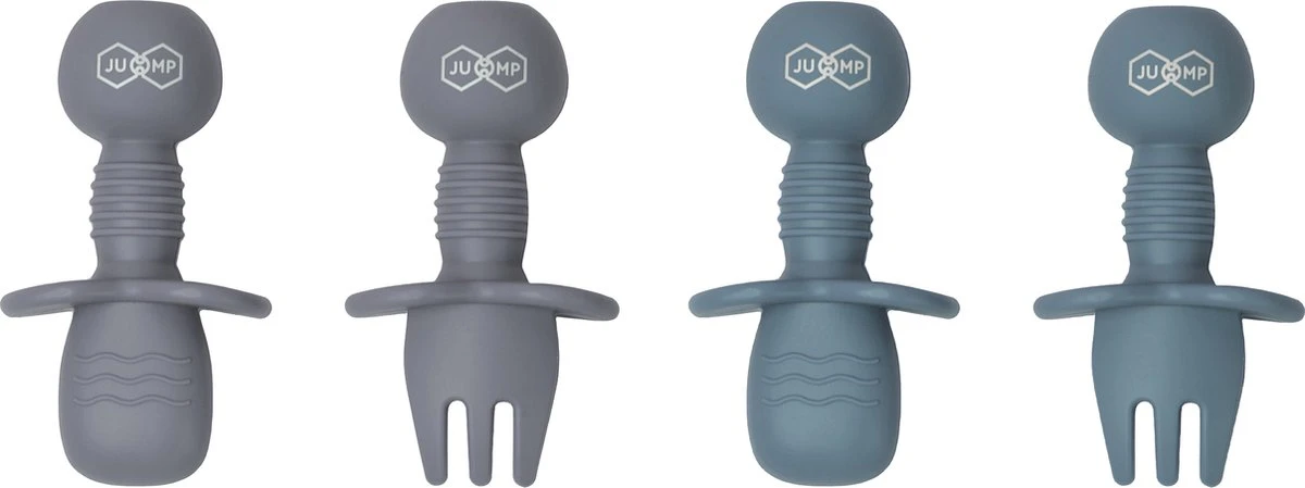 JU&MP Kinderbestek - Baby - 2 Baby Lepeltjes En Vorkjes - Baby Bestek - BPA-Vrij - Blauw Grijs 8 JU&MP Kinderbestek - Baby - 2 Baby Lepeltjes En Vorkjes - Baby Bestek - BPA-Vrij - Blauw Grijs - Afbeelding 6